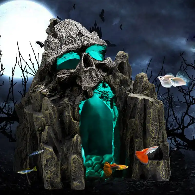 Harz Halloween Thema Horror Neuheit Reptil Hideout Cave Dekoration Aquarium Aquarium Harz Dekoration Dekorationen Aliexpress