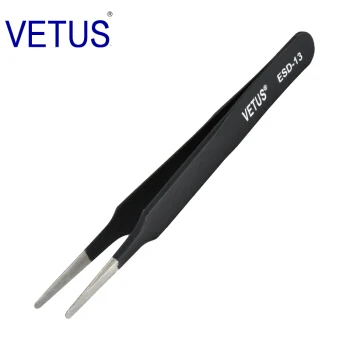ESD-13 VETUS Пинцет для наращивания ресниц ногтей советы щипцы инструмент из нержавеющей стали Hyperfine высокая точность - Цвет: ESD-13