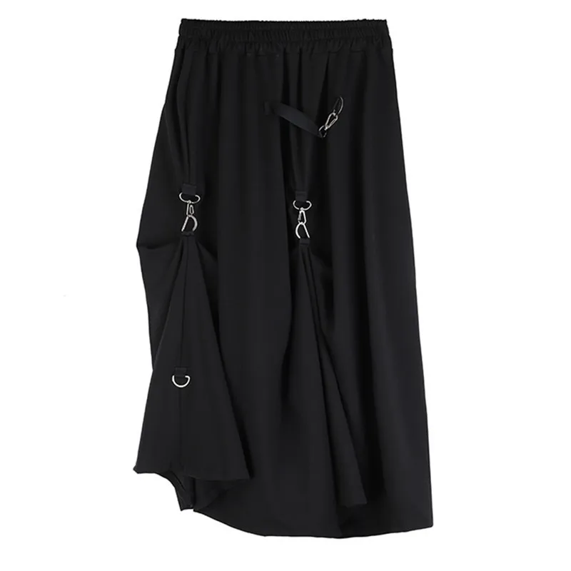ASYMSAY New Women's Asymmetrical Patchwork Loose Skirt Female Personality Black Skirts Female Casual Fashion AL1490