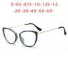 Anti-blue Light Cat Eye Prescription Spectacle Women Myopia Lens Photochromic Glasses Diopter 0 -0.5 -0.75 -1.0 -2.0 To -6.0 1
