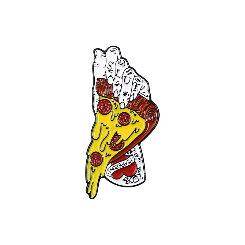 Zombie Pizza Enamel Pins Horrible Halloween Evil Badges Brooches Denim Shirt Lapel Pins Punk Cool Jewelry For Real Friends Gifts - Окраска металла: 2