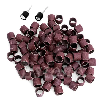 

100Pcs Refills Grit Sanding Paper Bands 1/2" Drum & 2pc Mandrel For Rotary Tool