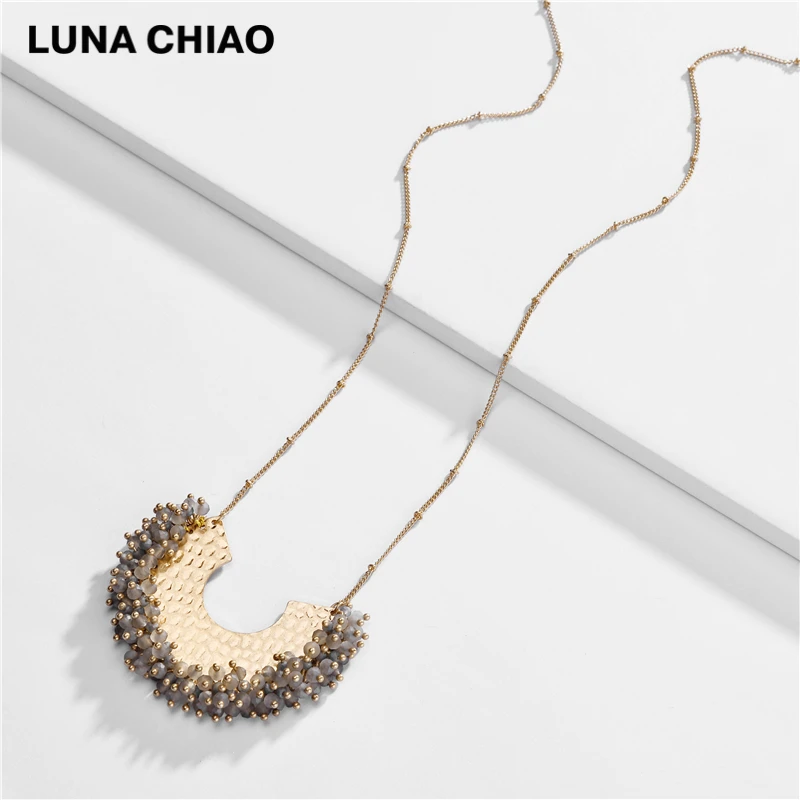 LUNA CHIAO, Осень-зима, Трендовое новое ожерелье с кристаллами в форме полумесяца, металлическое ожерелье с подвеской для женщин