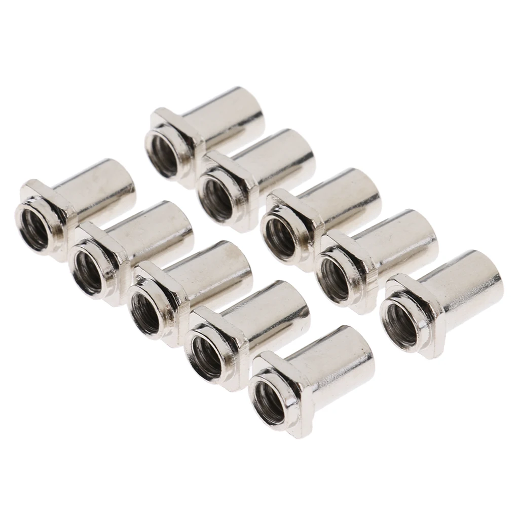 10 Pcs Chrome Thread Swivel Nuts Drum Lug Swivel Nuts for Tom Drum Lug Replacement Parts Accessory