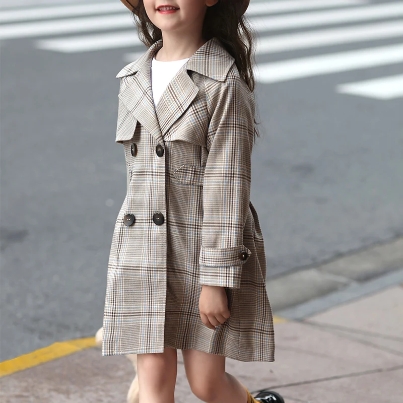 

2019 New Autumn Dress Korean Version Big Children's Dress Medium Long Coat Fashion Children Clothing Double Breasted Trench Coat