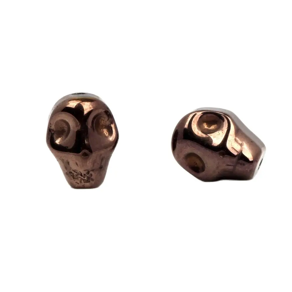 

Natural Stone Black Hematite Beads Metal Plating Color Skull Head 10MM 10pcs DIY Necklace Bra