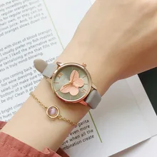 3D бабочка креативный Досуг уникальные женские кварцевые часы, простой женские часы под платье Женские Элегантные повседневные часы reloj mujer