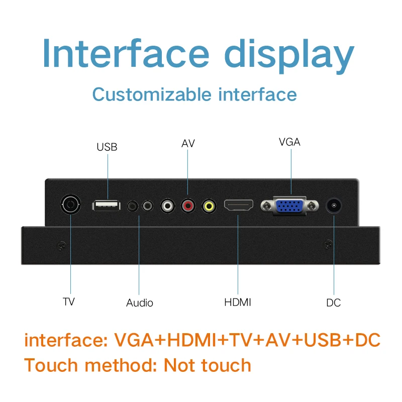 12 ''/12,1 дюймов монитор промышленный Дисплей VGA/HDMI/BNC/AV/USB 1024*768 не сенсорный экран - Цвет: VGA HDMI TV AV USB