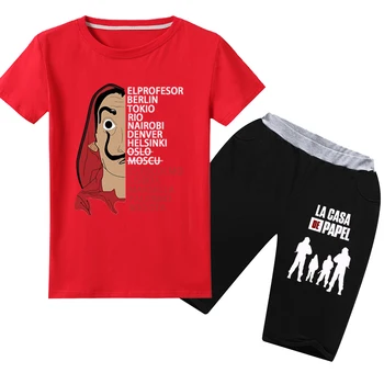 

money heist Wrestler suit Cartoon Clothes t shirts Short sleeve +trousers z Christmas Shirt Game Creeper thanksgiving jojo siwa