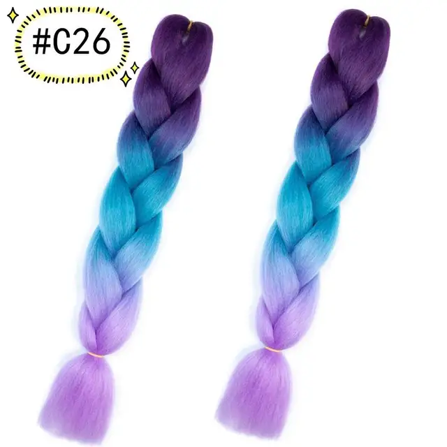 Jumbo Braiding Hair Extensions Kanekalon Braiding Hair 24 Inch Ombre Multiple Tone Colored Synthetic Hair for Women C26