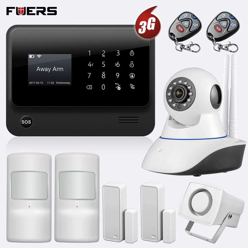 FUERS 3g G90B 2,4G wifi GSM GPRS SMS беспроводная домашняя система охранной сигнализации с экраном дисплей приложение контроль охранная сигнализация