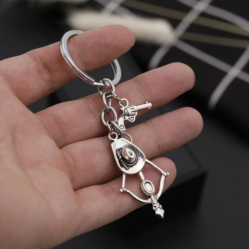 

New Style Keychain Europe And America Western Cowboy Series Cowboy Hat Revolver Pistol Keychain