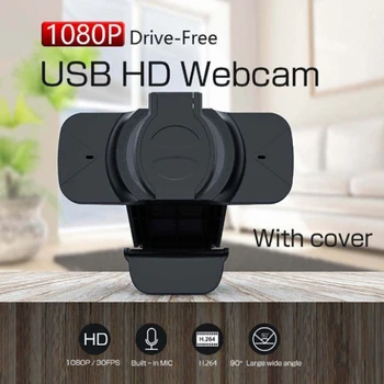 

Full HD 1080P Webcam with Privacy W8 Cover Dual Built-in Mic USB PC Web Camera for Household Computer Accessories