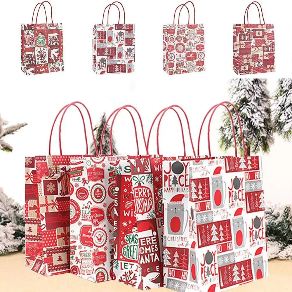 

Christmas Paper Bag With Handles Decoration Paper Gift Bag For Christmas Event Party Lovely Cute Paper Bags