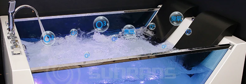 1800mm Bathroom Whirlpool Bathtub LED Colored Lights Indoor Spa Double People Surf Massage Tub 1812 6