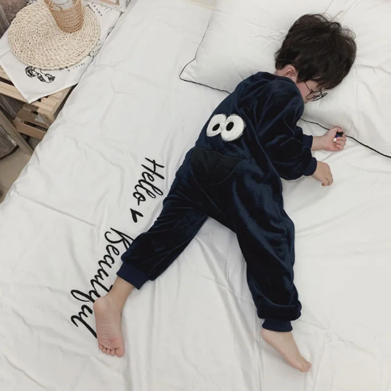 Пижама-комбинезон для маленьких мальчиков и девочек зимняя детская фланелевая одежда для сна с рисунком животных спальный мешок с рисунком Больших Глаз, 80-130 см