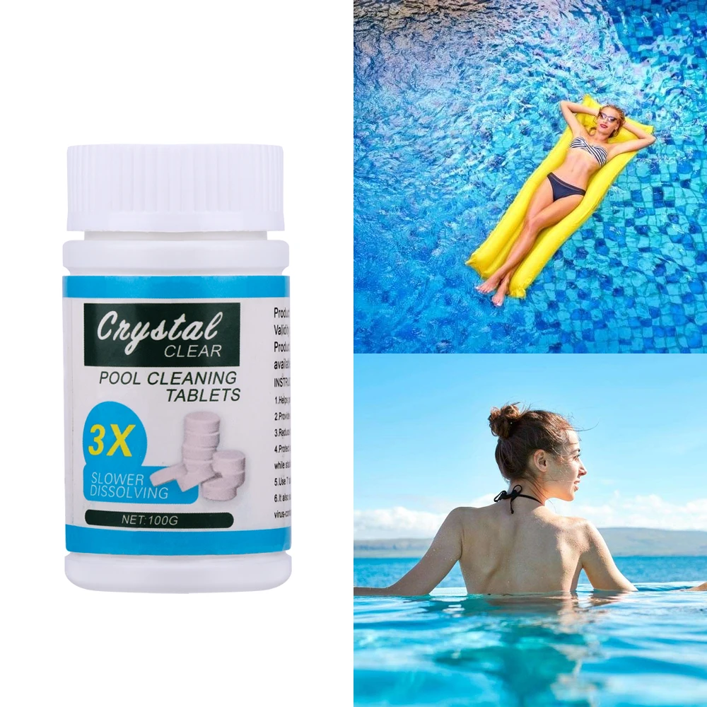 100 шт/бутылка бассейн Чистящие Таблетки плавательный бассейн Effervescent таблетки хлора дезинфицирующее средство Чистый Очиститель дезинфицирующее средство