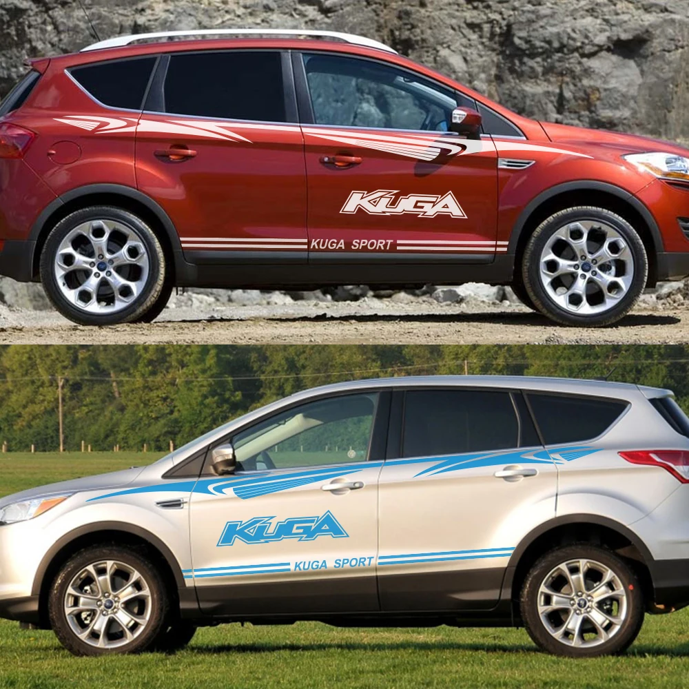 2 шт. виниловая пленка наклейки для автомобиля для Ford Kuga Светоотражающие стильные Авто длинные полосы наклейки для стайлинга автомобилей Аксессуары для тюнинга автомобиля