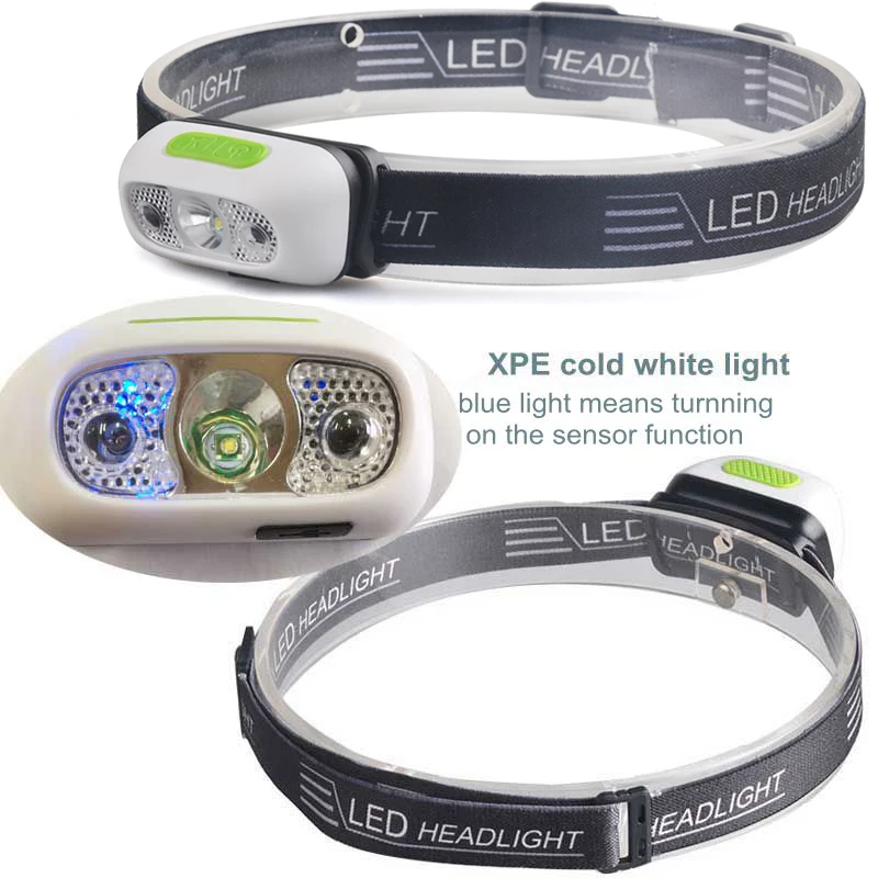 TOPCOM 1000lm Mini Rechargeable LED Headlamp Motion Sensor Or Red LED USB Headlight Camping Flashlight Torch Lamp