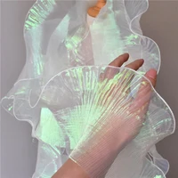 1 Yard Mermaid Pleated Flower Lace Magic Color Laser Gradient For Wedding Wave Striped Decoration Cloth Wide 15CM 3