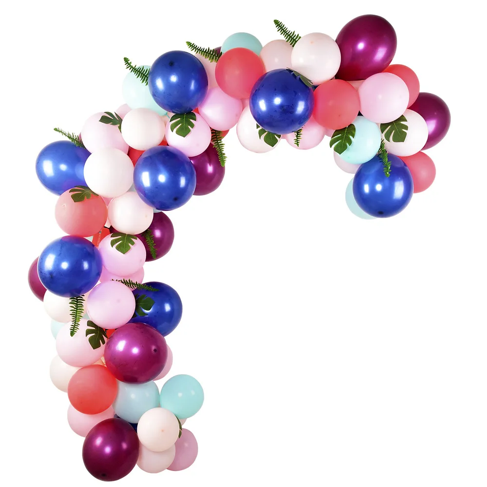 

104 Pcs Balloons Garland Arch Kit Coloful Balloons with Artificial Leaves for Diy Wedding Parties Events Background Decoration