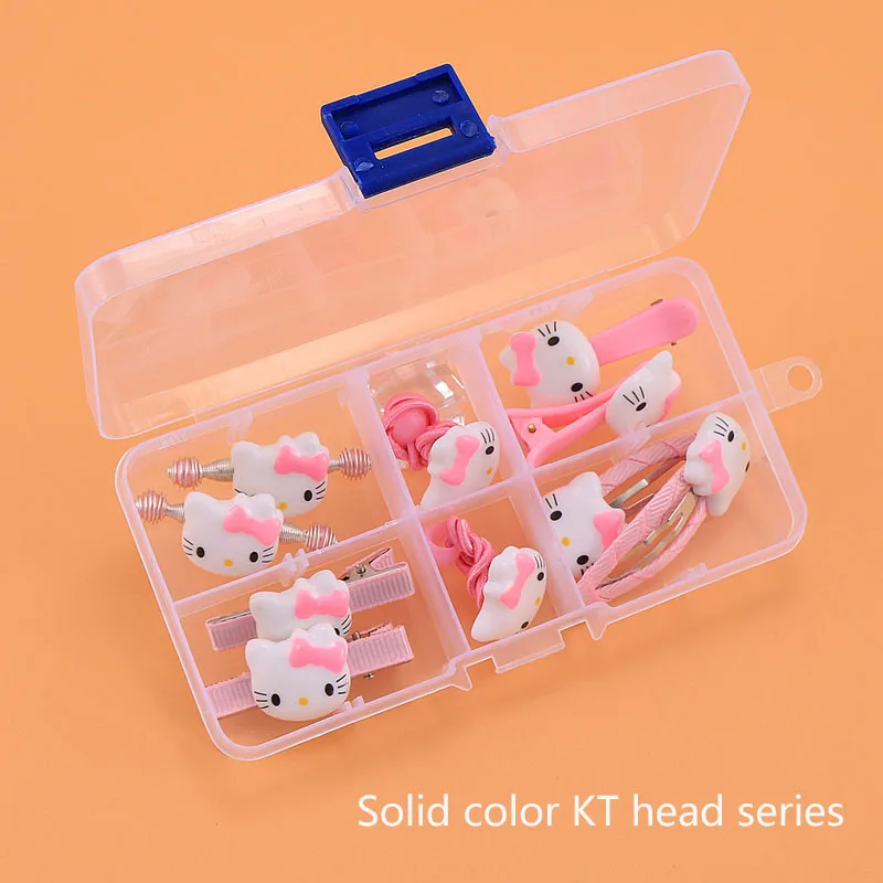 На возраст от 4 до 10 лет шт./компл. милый рисунок «Hello Kitty» набор аксессуаров для волос для девочек Заколки для волос резинки для волос в верхней части коробка для хранения подарок на день рождения для детей Лидер продаж - Цвет: Hello F series