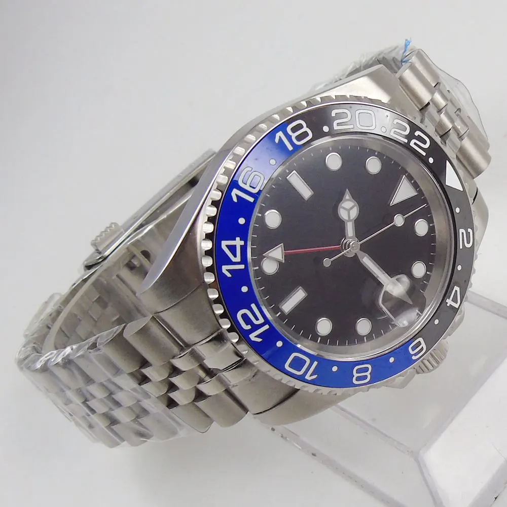 40mm Sterile black dial luminous sapphire ceramic bezel GMT automatic men's watch Luxury Brand Top Mechanical | Наручные часы