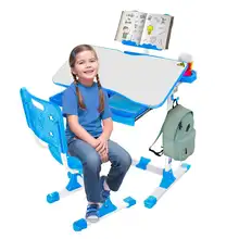 Juego de escritorio y silla para niños, escritorio ergonómico multifuncional para niños, escritorio de estudio de escritura ajustable para estudiantes, combinación de escritorio
