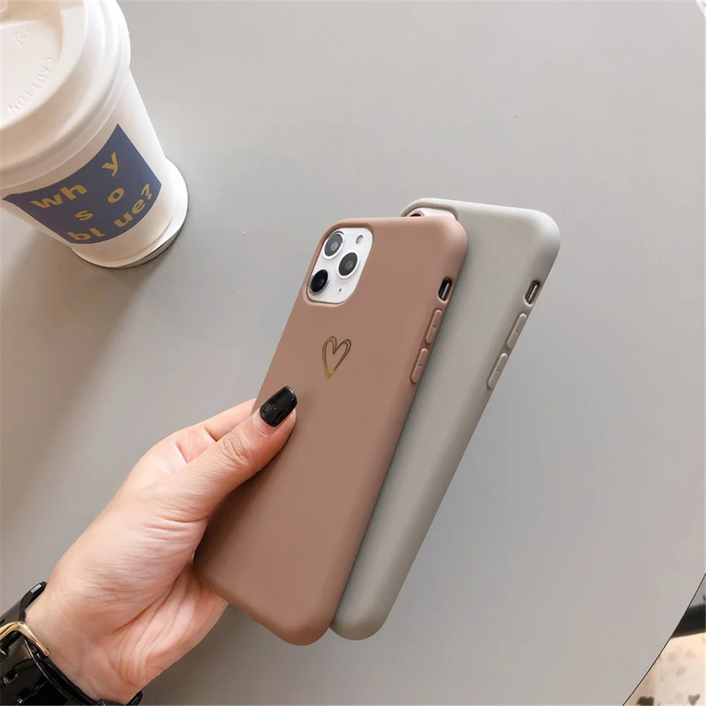 N1986N чехол для телефона для iPhone 11 Pro X XR XS Max 6 6s 7 8 Plus Модный милый мультяшный Золотое любовное сердце Мягкий ТПУ чехол для iPhone 11
