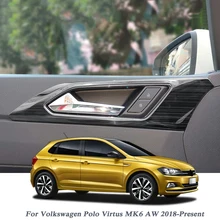 Автомобильный стиль, внутренняя дверная панель, покрытие с блестками для Volkswagen Polo Virtus MK6 AW-, внутренняя дверная рама, панель, наклейка