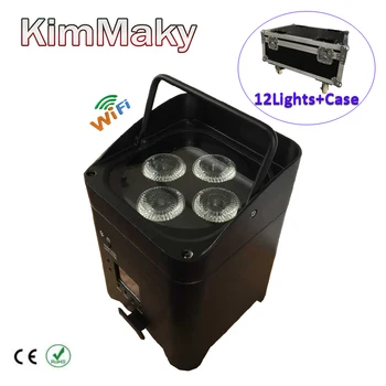 

12lights/Case free shipping 4x18W RGBWAUV 6in1 Disco Stage Lighting LED Rechargeable Battery Powered Wireless DMX LED PAR light