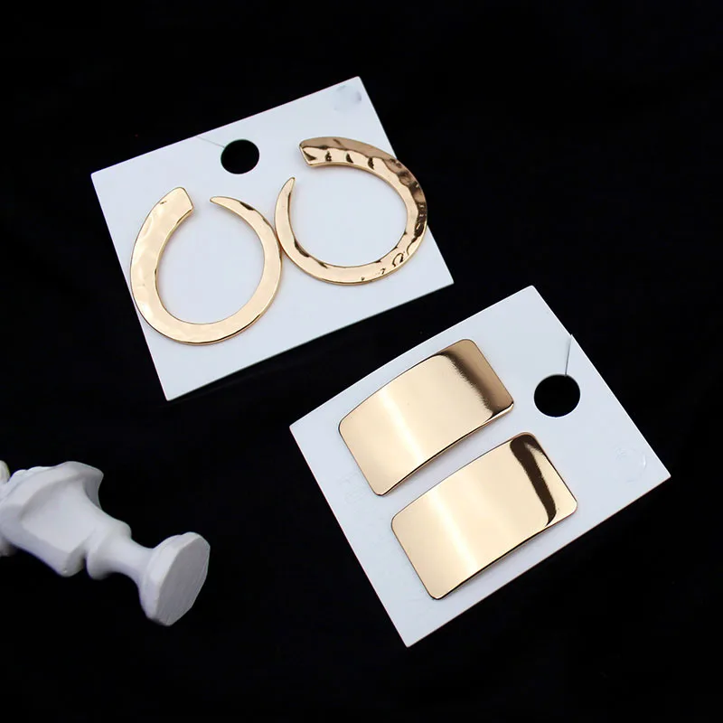 Open Hollow Round Gold Color Square Metal Stud Earrings 2019 New Fashion Simple Geometric Circle Alloy For Women | Украшения и