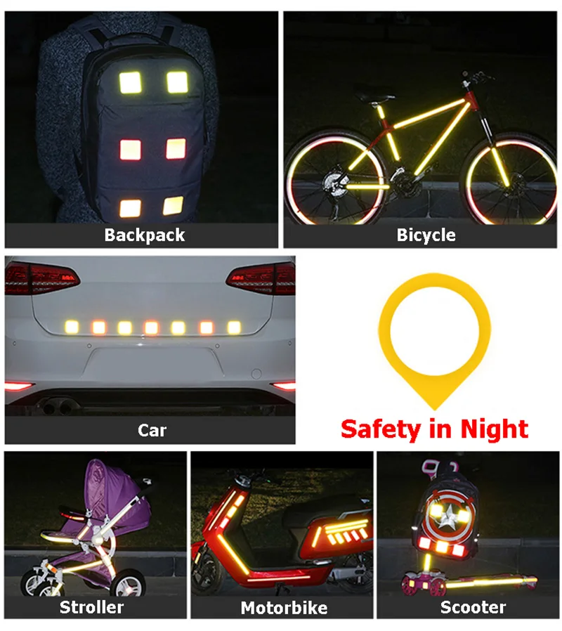 Bicycle Reflective Sticker Motorbike Scooter Night Warning Reflector Film Cycling Decal Tape Bike Stickers Accessories PA0144 (15)