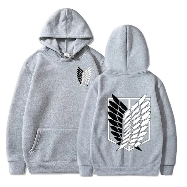 Anime Hoodie Attack on Titan Hoodied Long Sleeve Streetwear Harajuku Sweatshirt Men/Women Unisex Sport Hoody Oversized Tops Gray3