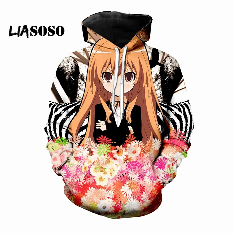 LIASOSO, новинка зимы, мужская, Женская толстовка, 3D принт, мультфильм, аниме, Toradora, толстовка с длинным рукавом, модная, хип-хоп, повседневная, топ, пуловер - Цвет: Фиолетовый