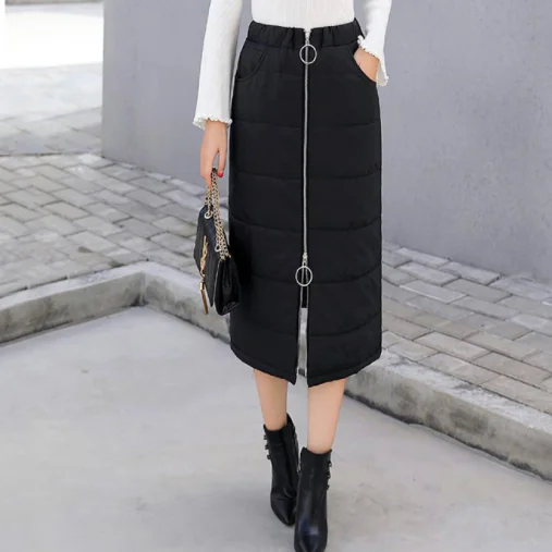 Faldas mujer moda 2019 эластичная талия вниз хлопок юбки карандаш женская зимняя длинная