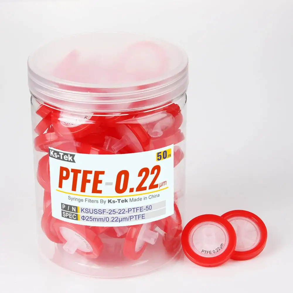 Syringe Filters,PTFE Membrane 0.22&mu;m,25mm Diameter,50 Pcs hydrophobic syringe filters by Ks-Tek