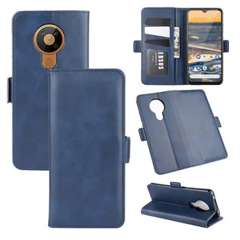 

Double Buckle Side Suction Case for Nokia 5.3 Flip Leather Cover Case Wallet Stand Style With Card Slot