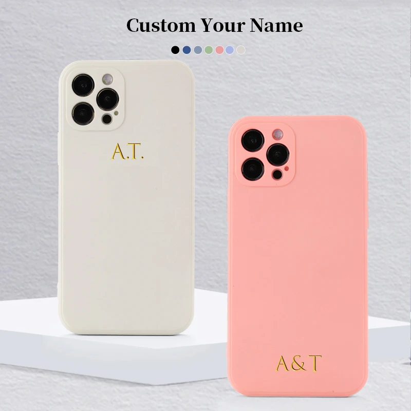 apple 13 pro case Custom Name DIY Candy Color Liquid Silicone Phone Case For iPhone 13 12 Pro Max Mini XS XR X 7 8P Luxury Soft Personalize Cover apple 13 pro case iPhone 13 Pro