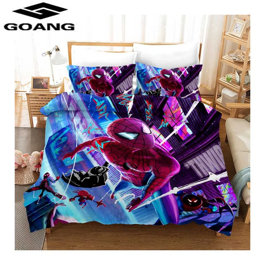 GOANG kids bedding sets 3D Digital Printing Spider Man bedding cartoon Duvet Cover Sets and pillowcase home textiles - Цвет: Розовый