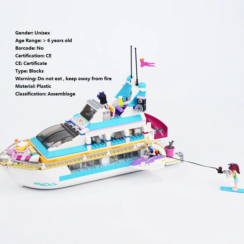 

01044 legoes Girl Friends Dolphin Cruiser Rescue Center Yacht Club Cruise Vessel Ship Building Blocks Brick Toys For Children