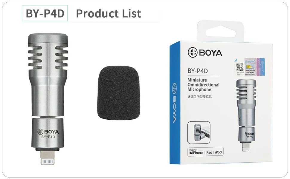 BOYA BY-P4 Miniature Omnidirectional Microphone plug-and-play microphone for vlogging mobile journalism live streaming