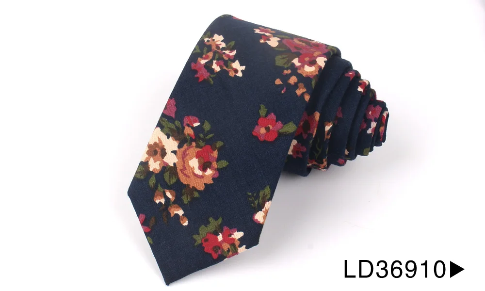 Галстук с цветочным принтом для мужчин и женщин, повседневный хлопчатобумажный галстук, деловые свадебные костюмы, тонкий галстук для мужчин, галстук Gravatas - Цвет: LD36910