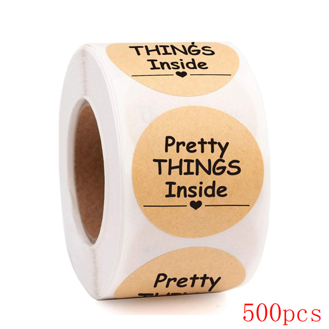 Pretty Things Inside Stickers Round Paper Gold Thank you stickers for Business Packaging Seal Labels Cute Stickers