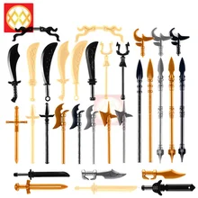 10 шт./компл. средневековое оружие топор лук меч копье солдат Броня войны армия рыцарский нож Аксессуары для солдат строительные блоки игрушки