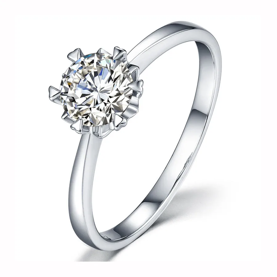Классический 925 стерлингового серебра 3ct Moissanite кольцо лабораторный алмаз круглый Блестящий Огранки ювелирные изделия обручальное кольцо Снежинка стиль