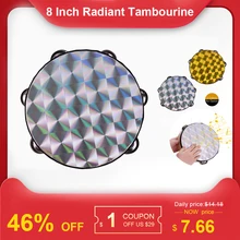 8 дюймов деревянный лучистый бубен колокольчик ручной барабан с двухрядными Jingles Светоотражающая головка барабана ударный инструмент детская игрушка