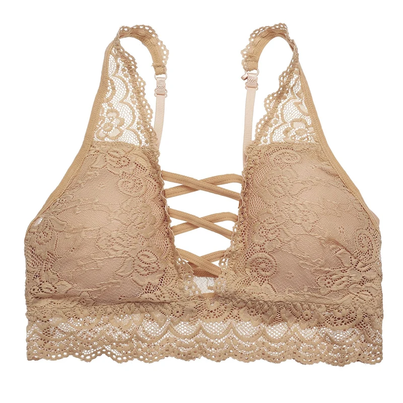 

Ladies Lace Bra Deep V Halter Wrapped Chest Belt Breasted Ladies Tube Top With Chest Pad Underwear Hot Sale 2020