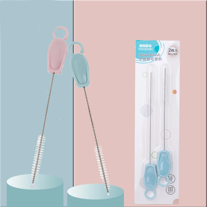 

2ps Baby Bottle Cleaner Brushes Nylon wire Rotation Long Handle Baby stainless Milk Bottle Nipple Cup Cleaning Brush for bottle