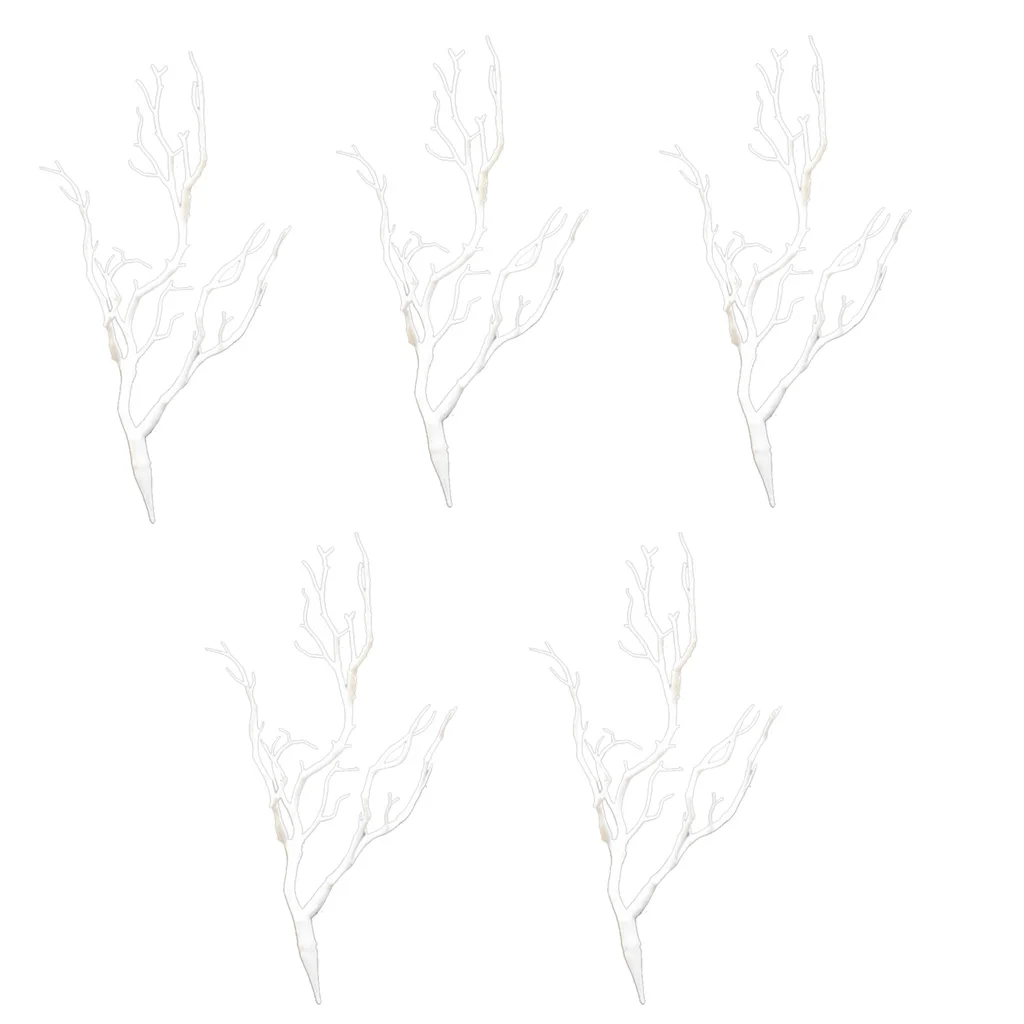 5x Unique Dried Tree Branch Plastic Plants Party Home Centerpieces 35cm - Цвет: White